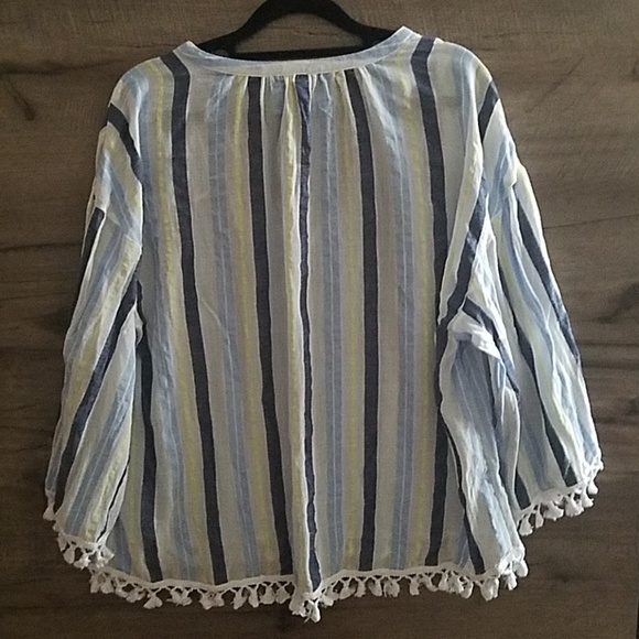 Vince Camuto sheer stripe tassel poncho - Picture 8 of 8
